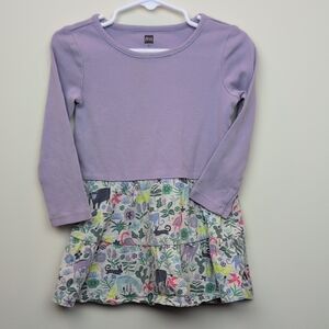 Tea Collection Lavender Long Sleeve Top with Animal Print Skirt Size 2